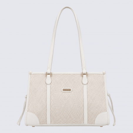 Sac porté épaule 2 anses Hexagona, sac porté épaule 2 anses en toile blanc