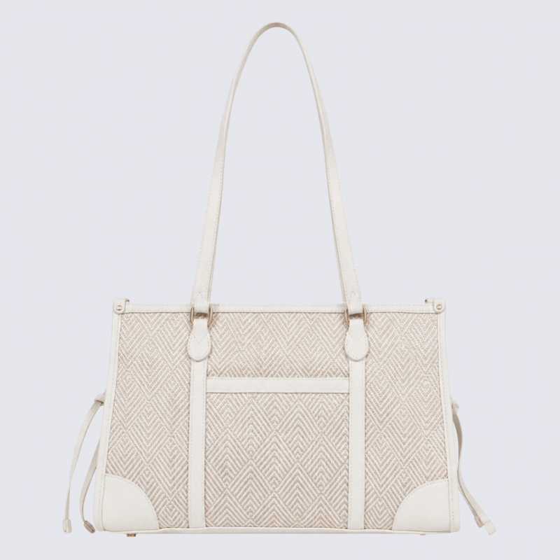 Sac porté épaule 2 anses Hexagona, sac porté épaule 2 anses en toile blanc