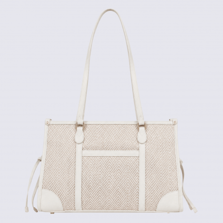 Sac porté épaule 2 anses Hexagona, sac porté épaule 2 anses en toile blanc
