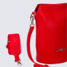 Sac seau Wonders, sac tendance logo Wonders métallique en relief femme en couleur rouge