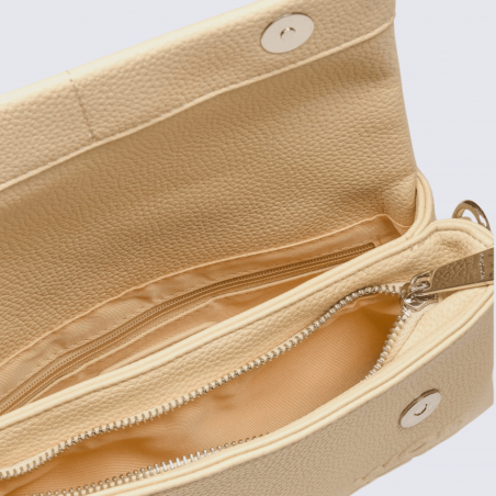 Sac bandoulière Wonders, sac tendance logo Wonders en relief femme en couleur vanille