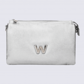 Sac bandoulière Wonders, sac tendance motif W femme en couleur argent