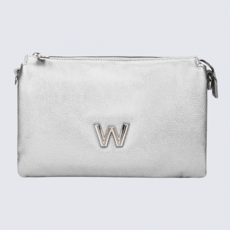 Sac bandoulière Wonders, sac tendance motif W femme en couleur argent