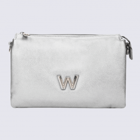 Sac bandoulière Wonders, sac tendance motif W femme en couleur argent