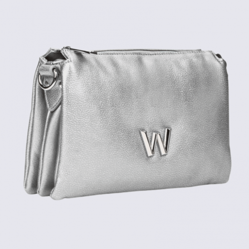 Sac bandoulière Wonders, sac tendance motif W femme en couleur argent