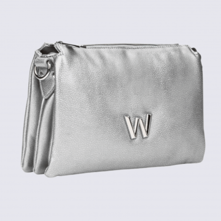 Sac bandoulière Wonders, sac tendance motif W femme en couleur argent