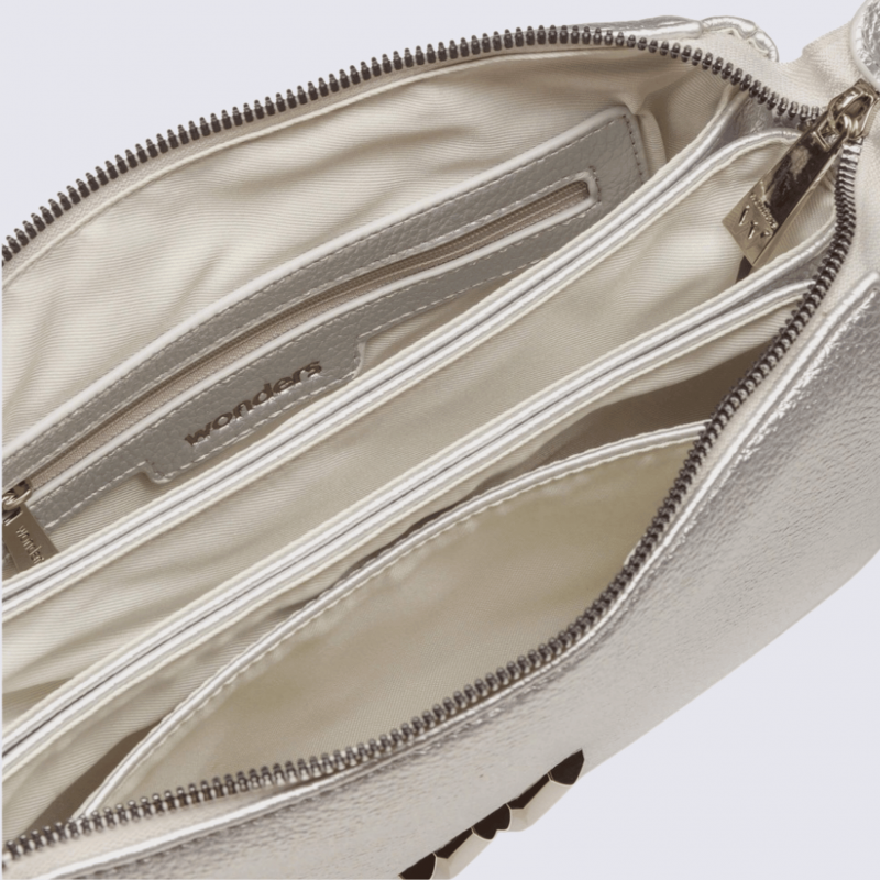 Sac bandoulière Wonders, sac tendance motif W femme en couleur argent