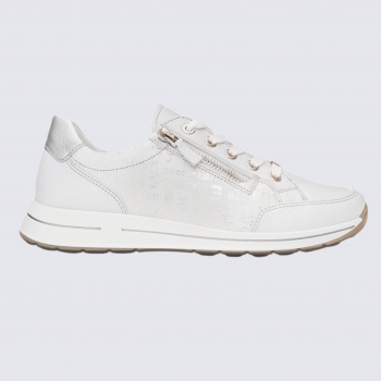 Baskets Ara, baskets Osaka tendances femme en cuir blanc argent