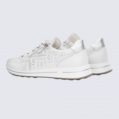 Baskets Ara, baskets Osaka tendances femme en cuir blanc argent