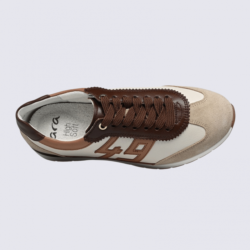 Basket Ara, Basket avec détail “49” femme en daim plage crème moka