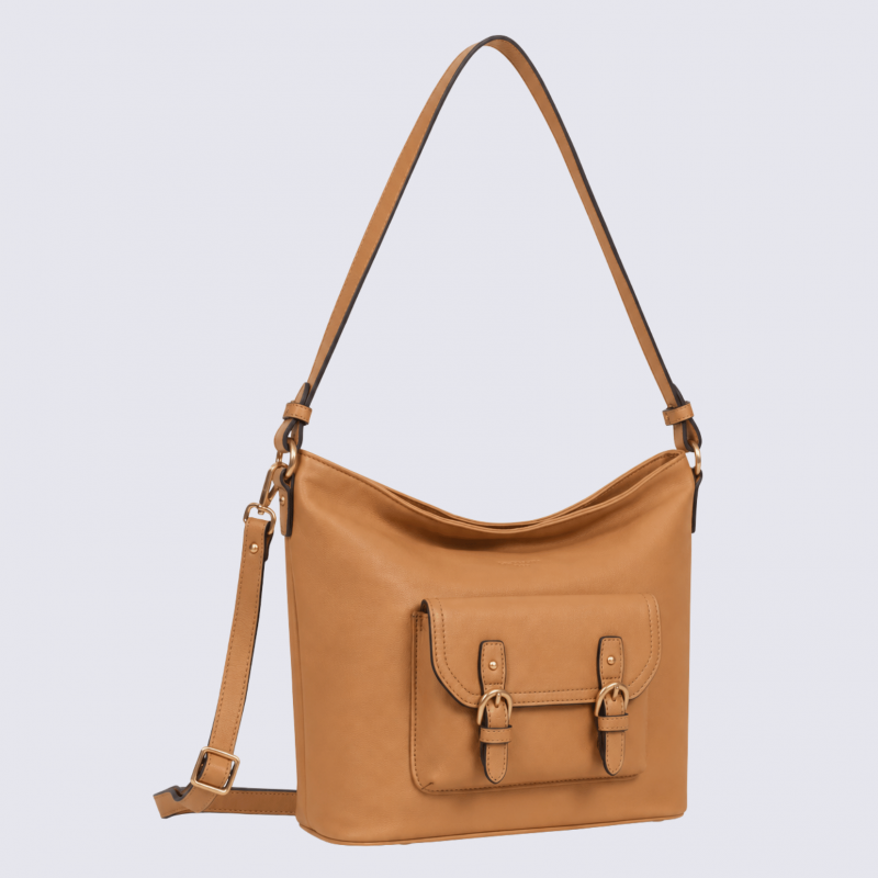 Sac besace Hexagona, sac besace en cuir havane