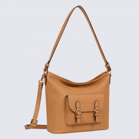 Sac besace Hexagona, sac besace en cuir havane