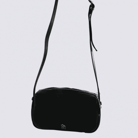Sac Charlotte, Sac Élégant Compacte Femme en Cuir Noir