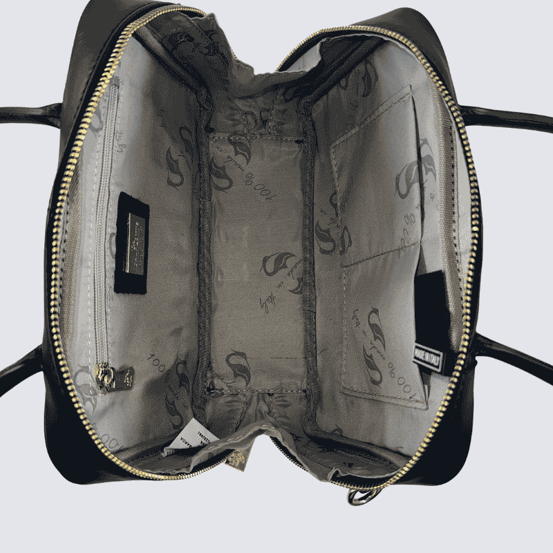 Sac Charlotte, Sac Élégant Compacte Femme en Cuir Noir