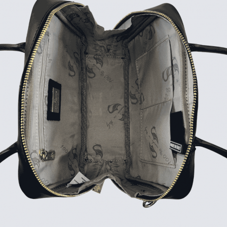 Sac Charlotte, Sac Élégant Compacte Femme en Cuir Noir