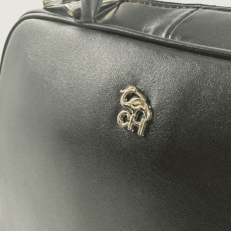 Sac Charlotte, Sac Élégant Compacte Femme en Cuir Noir