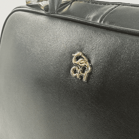 Sac Charlotte, Sac Élégant Compacte Femme en Cuir Noir