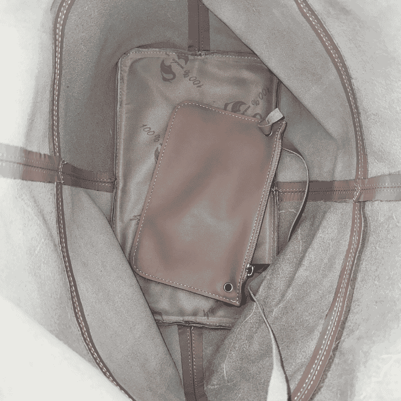 Sac cabas Charlotte, sac cabas tendance femme en cuir poudre gris