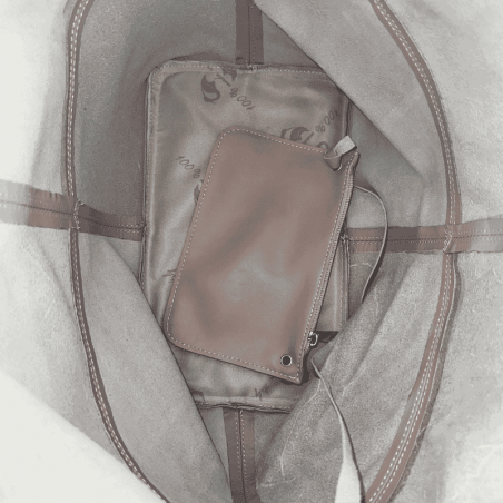Sac cabas Charlotte, sac cabas tendance femme en cuir poudre gris