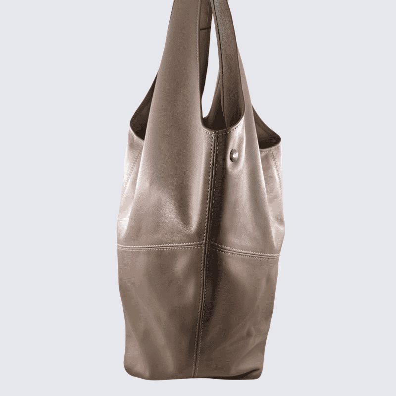 Sac cabas Charlotte, sac cabas tendance femme en cuir poudre gris