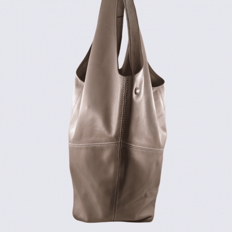 Sac cabas Charlotte, sac cabas tendance femme en cuir poudre gris
