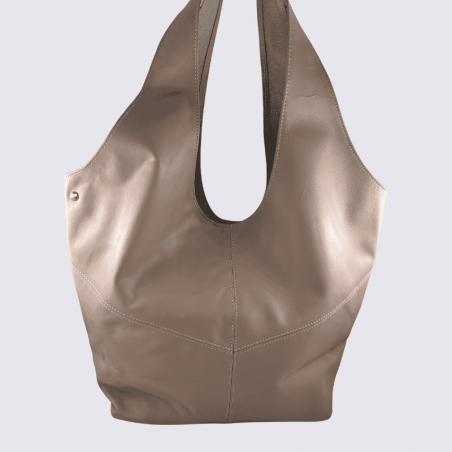 Sac cabas Charlotte, sac cabas tendance femme en cuir poudre gris
