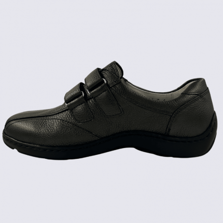 Chaussures Waldlaufer grande largeur femme en cuir ardoise