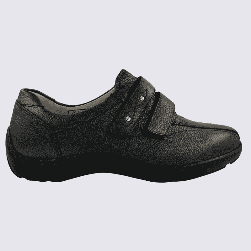 Chaussures Waldlaufer grande largeur femme en cuir ardoise