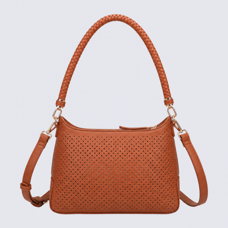 Sac à main porté épaule Lulu Castagnette, sac à main porté épaule Ziggy cognac