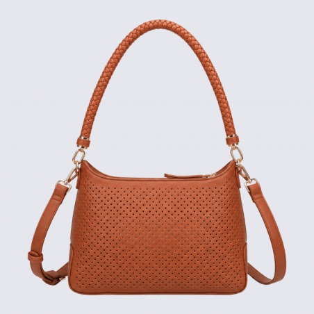 Sac à main porté épaule Lulu Castagnette, sac à main porté épaule Ziggy cognac