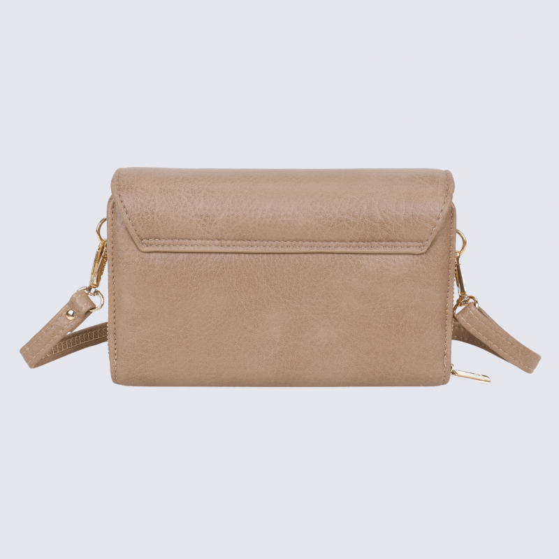 Compagnon pochette portable Lulu Castagnette, compagnon pochette portable femme en taupe