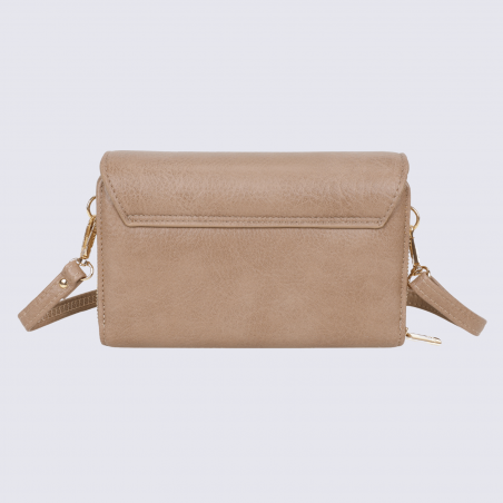 Compagnon pochette portable Lulu Castagnette, compagnon pochette portable femme en taupe