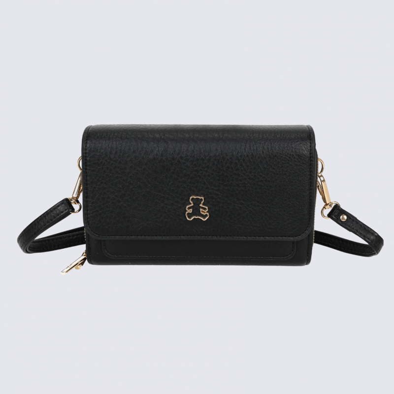Compagnon pochette portable Lulu Castagnette, compagnon pochette portable femme en noir
