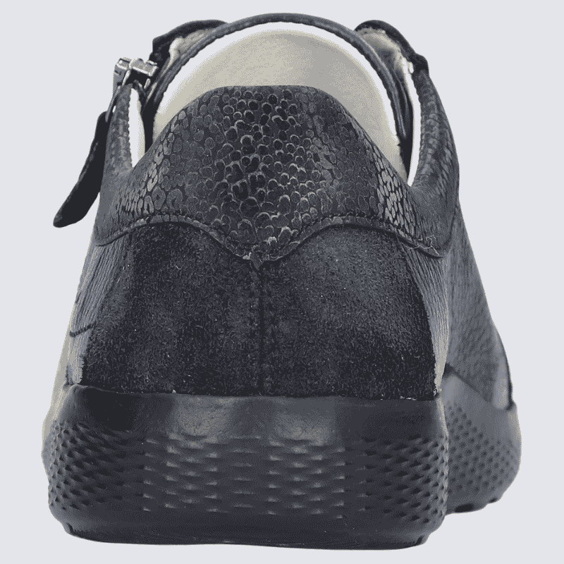 Baskets Waldlaufer, baskets confortables zippées femme en cuir marine