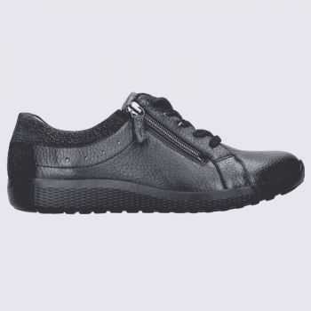 Baskets Waldlaufer, baskets confortables zippées femme en cuir marine