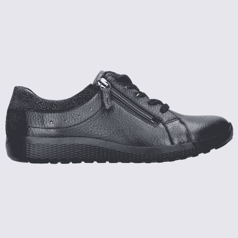 Baskets Waldlaufer, baskets confortables zippées femme en cuir marine