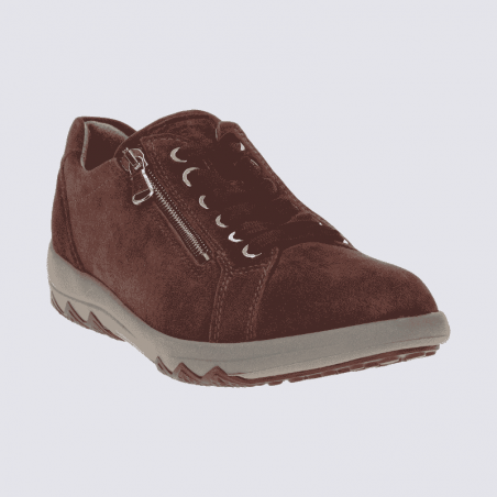 Basket Waldläufer, basket zippée femme en cuir velours bordeaux