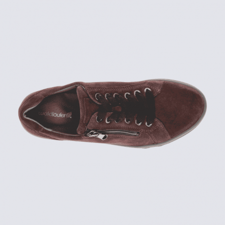Basket Waldläufer, basket zippée femme en cuir velours bordeaux