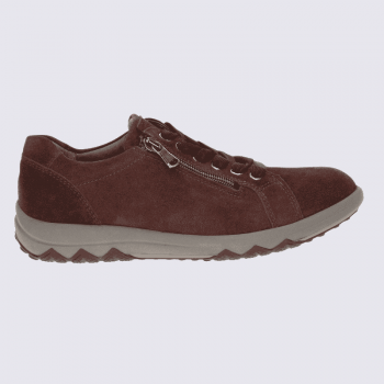 Basket Waldläufer, basket zippée femme en cuir velours bordeaux