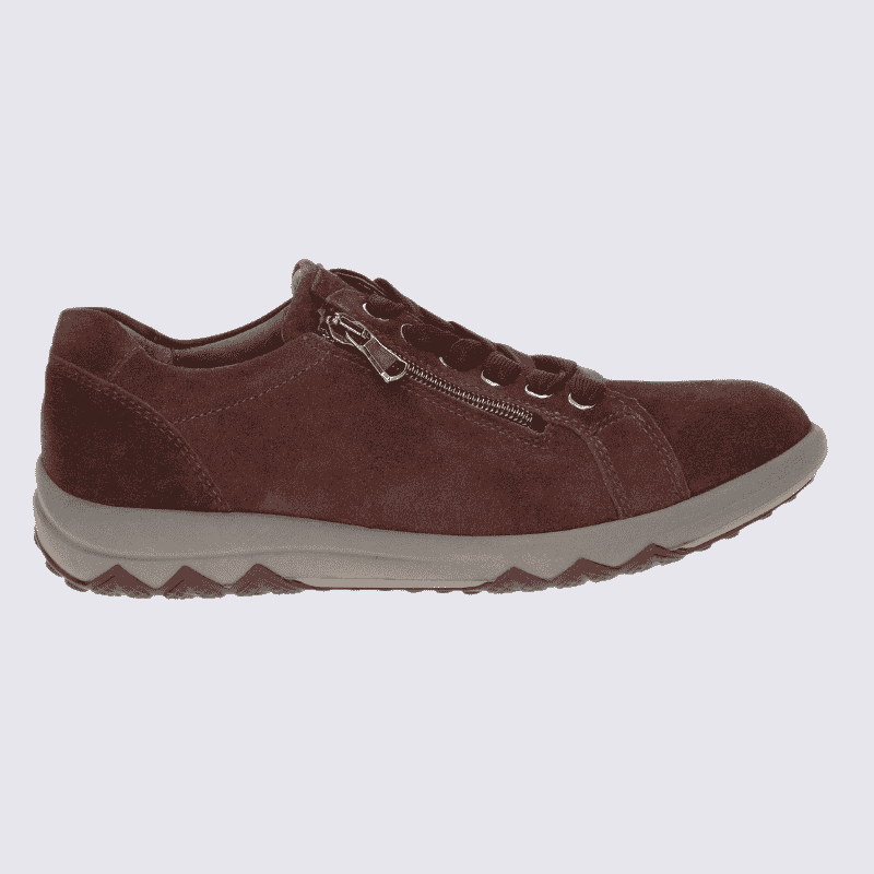 Basket Waldläufer, basket zippée femme en cuir velours bordeaux