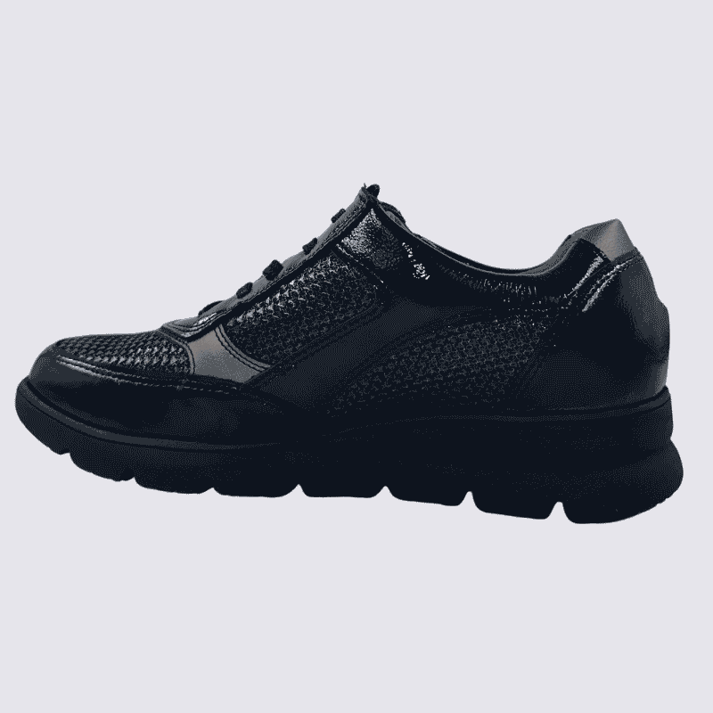 Basket Waldläufer, basket zippée femme en cuir noir