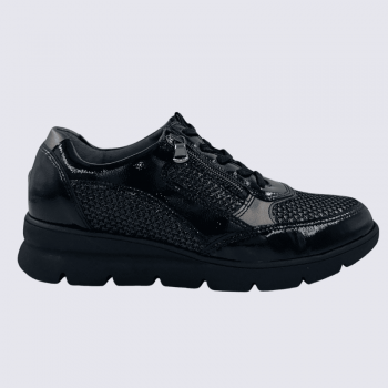 Basket Waldläufer, basket zippée femme en cuir noir