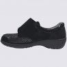 Chaussures confort Waldläufer, derbies à velcro femme en cuir et textile noir