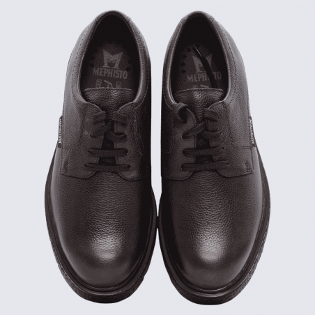 Derbies Mephisto Eddy, chaussures à lacets confort pour homme en cuir marron foncé
