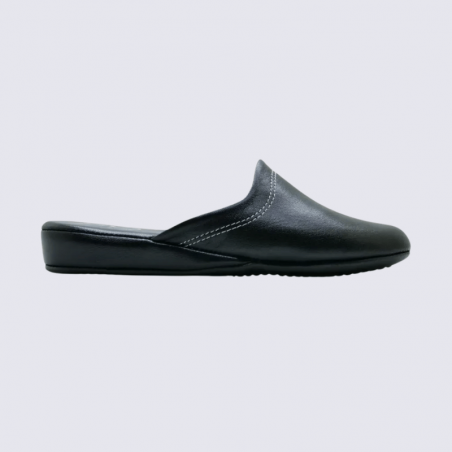 Mules Erel, Mules moderne et élégante d’intérieur femme en cuir noir