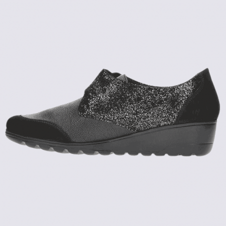 Chaussures Mobils, chaussures à velcros femme en cuir noir
