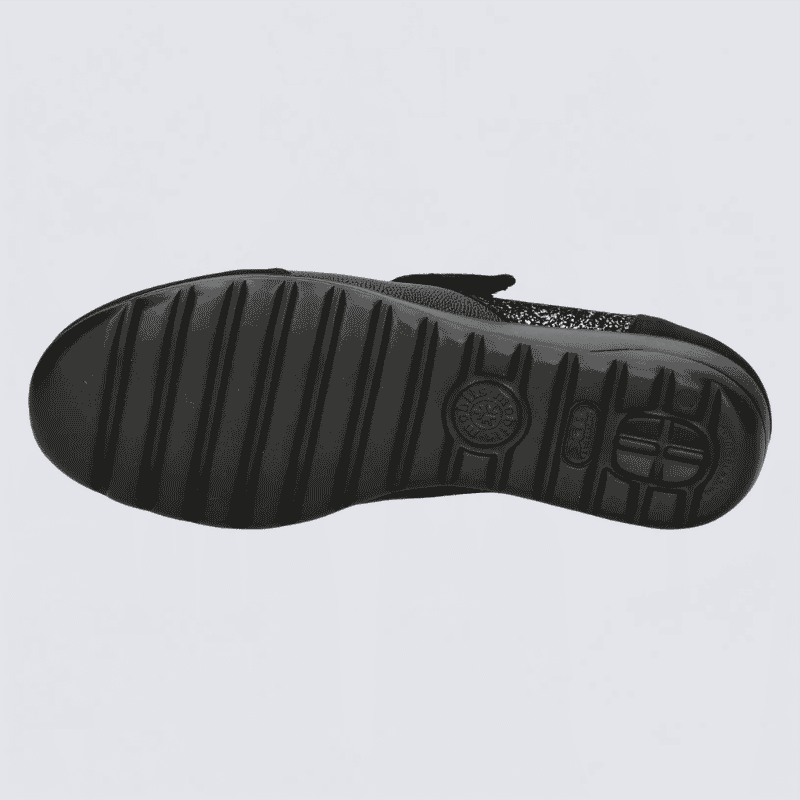 Chaussures Mobils, chaussures à velcros femme en cuir noir