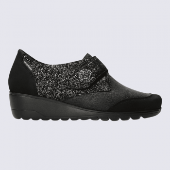 Chaussures Mobils, chaussures à velcros femme en cuir noir