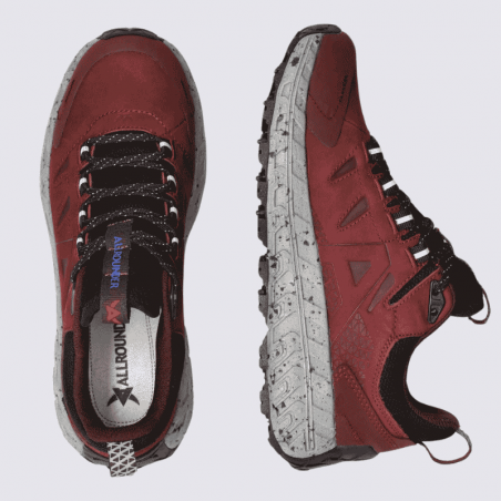 Baskets Allrounder, baskets de randonnée légère femme en cuir nubuck bordeaux