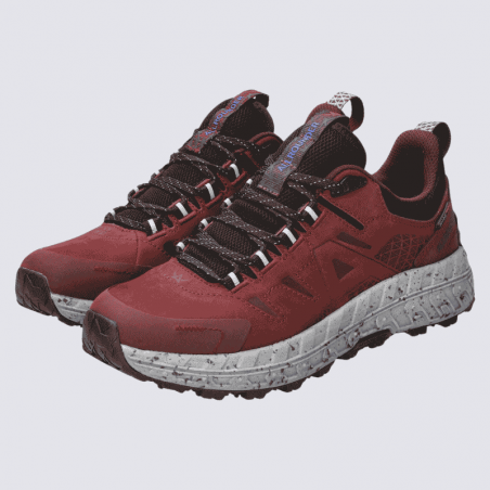 Baskets Allrounder, baskets de randonnée légère femme en cuir nubuck bordeaux